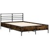 vidaXL Estructura cama madera ingenier&iacute;a metal roble ahumado 140x190cm