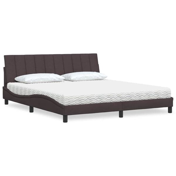 vidaXL Cama con colch&oacute;n Hanko de tela marr&oacute;n oscuro 180x200 cm