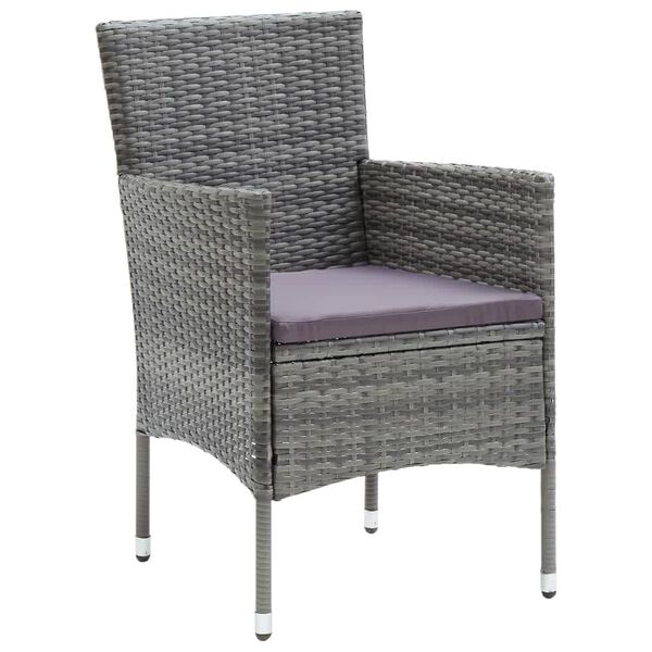 vidaXL Juego muebles jard&iacute;n 5 pzas con cojines rat&aacute;n sint&eacute;tico gris