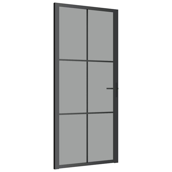 vidaXL Puerta interior vidrio EGS y aluminio negro 93x201,5 cm