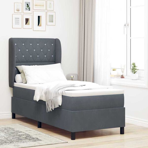 vidaXL Cama tipo Box Spring Gris oscuro 200 x 80 cm Poli&eacute;ster
