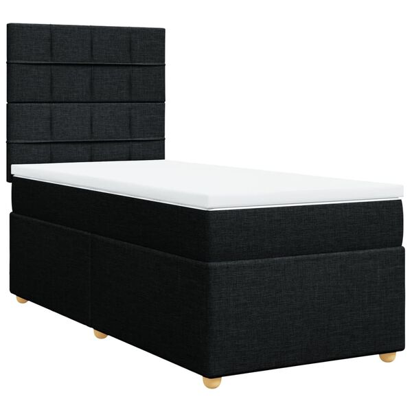 vidaXL Cama box spring con colch&oacute;n tela negro 90x200 cm