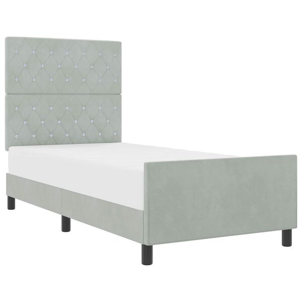 vidaXL Cama tipo Box Spring Gris claro 100 x 200 cm Terciopelo