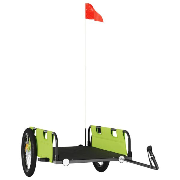 vidaXL Remolque para bicicletas hierro y tela Oxford verde