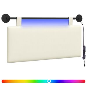 vidaXL Cabecero colgante Con luz LED Crema Tela de Pana