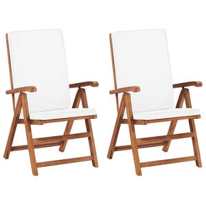 vidaXL Sillas de jard&iacute;n reclinables y cojines 2 uds madera maciza teca