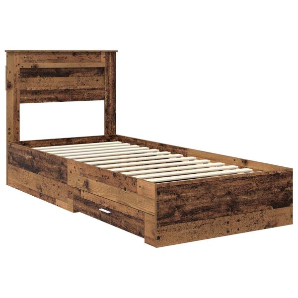 vidaXL Estructura de cama con cabecera Madera vieja 90 x 190 cm