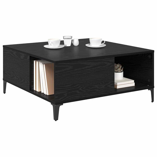 vidaXL Mesa de Caf&eacute; Roble Negro 80 x 80 x 36,5 cm Madera contrachapada