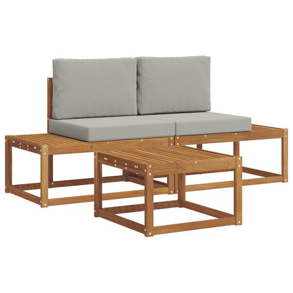 vidaXL Conjunto de sof&aacute;s de exterior con coj&iacute;n 3 pcs Natural