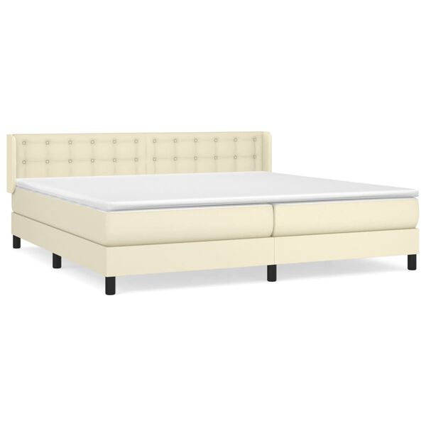 vidaXL Cama box spring con colch&oacute;n cuero sint&eacute;tico crema 200x200 cm