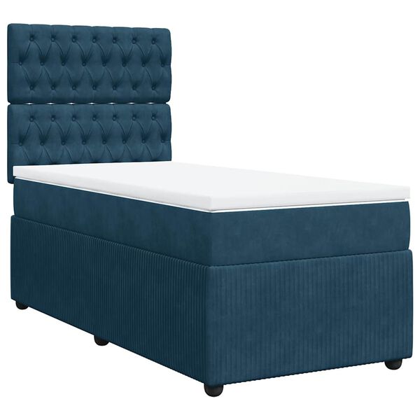vidaXL Cama box spring con colch&oacute;n terciopelo azul oscuro 90x190 cm