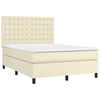 vidaXL Cama box spring colch&oacute;n y LED cuero sint&eacute;tico crema 140x190 cm