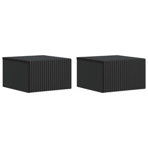 vidaXL Mesita de Noche de Pared 2 pcs Negro 33 x 34,5 x 20 cm