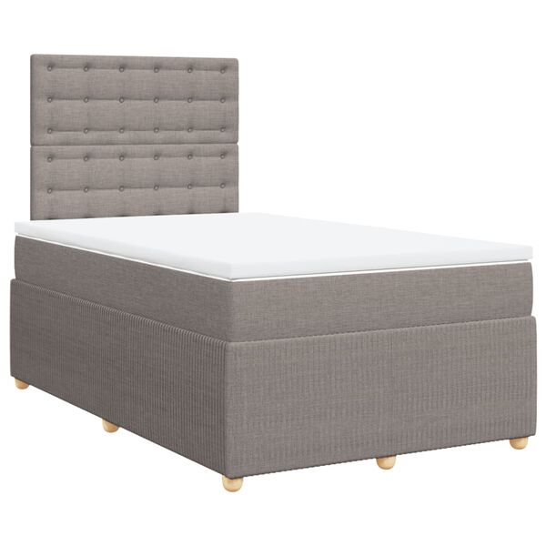 vidaXL Cama box spring con colch&oacute;n tela gris taupe 120x200 cm
