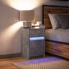 vidaXL Mesita de noche con luces LED madera ingenier&iacute;a gris hormig&oacute;n