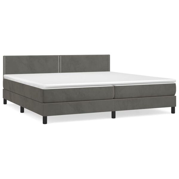 vidaXL Cama box spring con colch&oacute;n terciopelo gris oscuro 200x200 cm