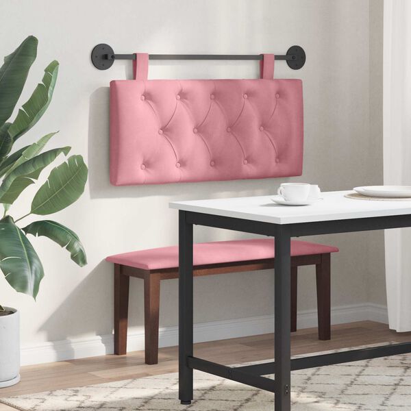 vidaXL Cabecera Colgante Rosa 90 x 55 x 7 cm Terciopelo