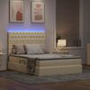 vidaXL Cama con almacenamiento y LED Crema 140 x 200 cm Poli&eacute;ster