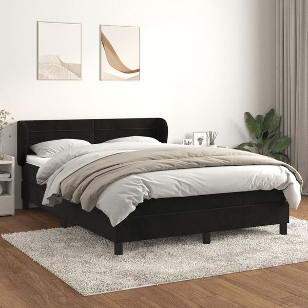 vidaXL Cama box spring con colch&oacute;n terciopelo negro 140x200 cm