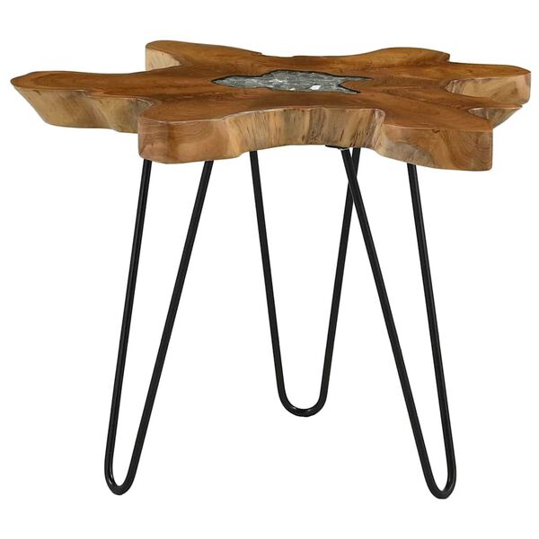 vidaXL Mesa de centro de madera maciza de teca y polirresina 70x45 cm
