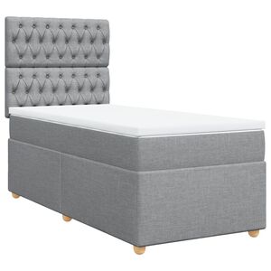 vidaXL Cama box spring con colch&oacute;n tela gris claro 80x200 cm