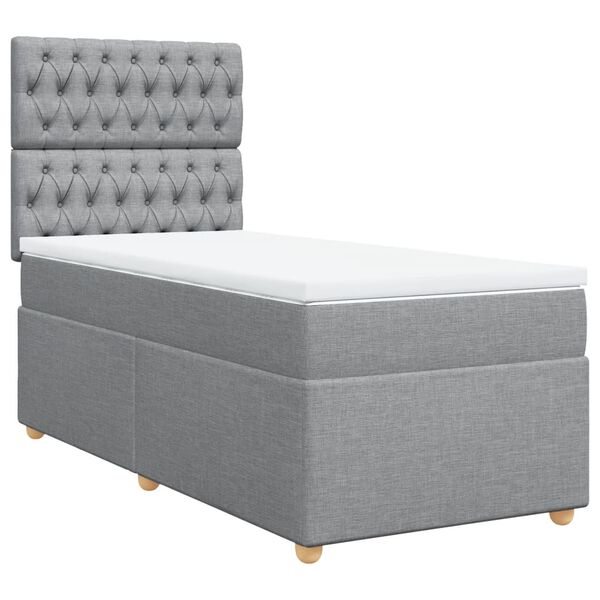 vidaXL Cama box spring con colch&oacute;n tela gris claro 80x200 cm