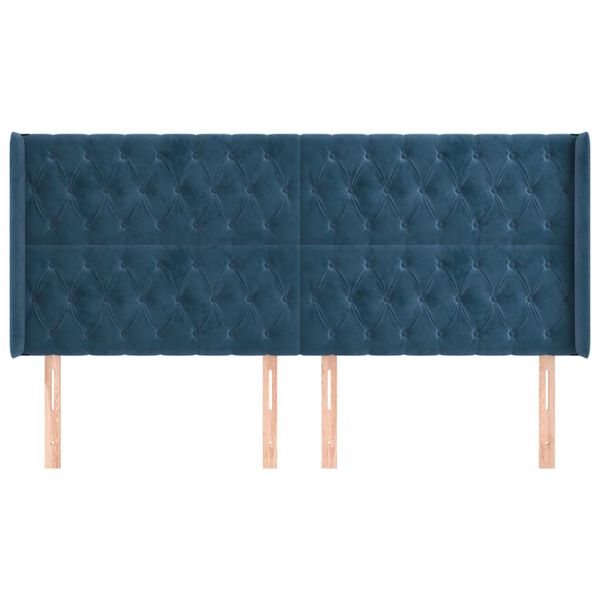 vidaXL Cabecero con orejas de terciopelo azul oscuro 183x16x118/128 cm