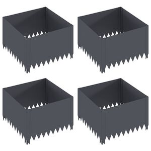 vidaXL Borde de C&eacute;sped 4 uds. 60 x 60 x 35 cm Acero Gris antracita