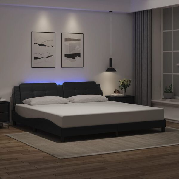 vidaXL Estructura de cama con LED sin colch&oacute;n Zadar negro 200x200 cm