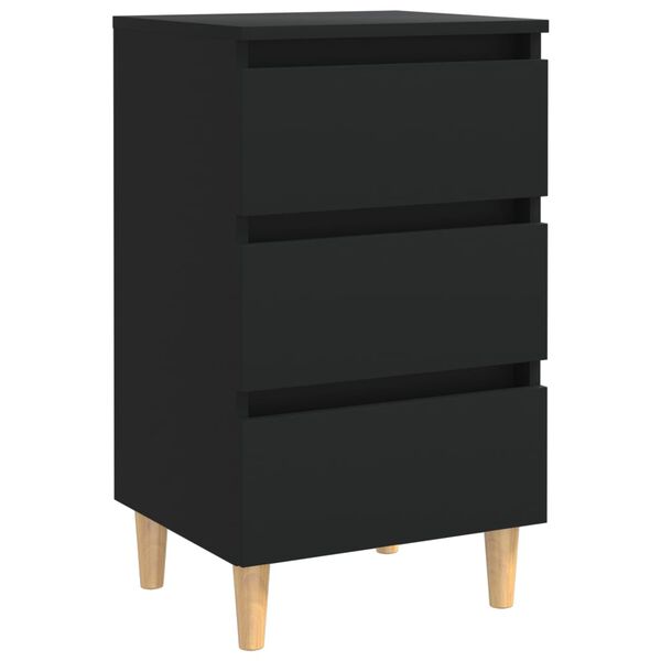 vidaXL Mesitas de noche 2 uds patas madera maciza negro 40x35x69 cm