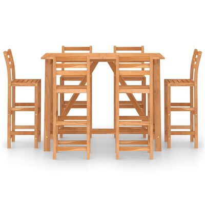 vidaXL Mesa y sillas de bar para jardín 7 pzas madera maciza de acacia