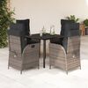 vidaXL Set comedor de jard&iacute;n 5 piezas con cojines rat&aacute;n sint&eacute;tico gris