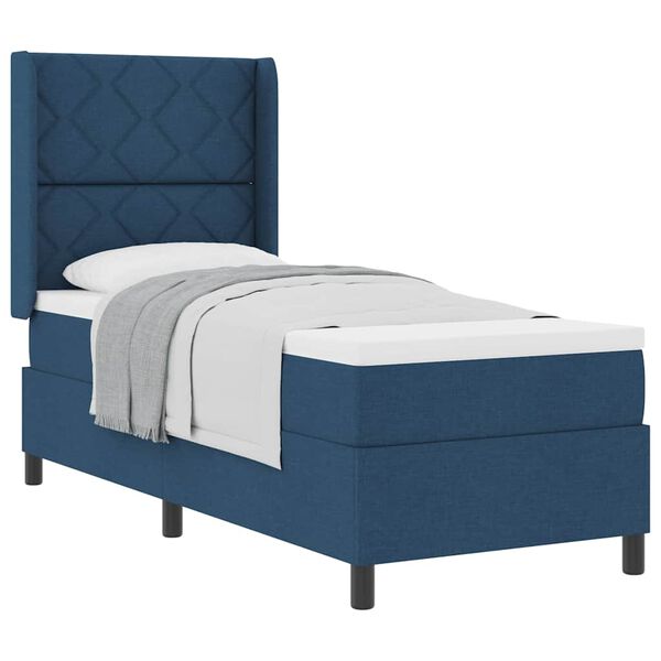 vidaXL Cama tipo Box Spring con colch&oacute;n Azul 90 x 190 cm tela