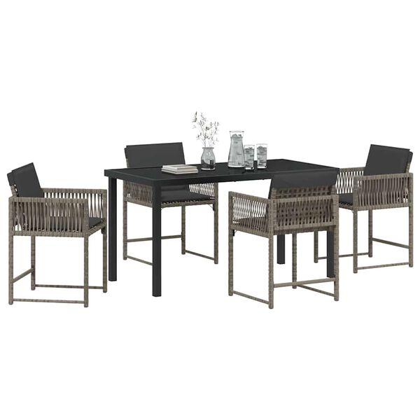 vidaXL Conjunto de Comedor de Jardín 5 pcs Gris ratán sintético