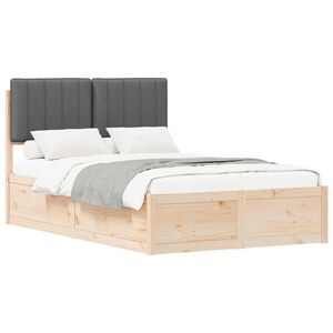 vidaXL Estructura de Cama con Cabecera Tapizada Gris oscuro