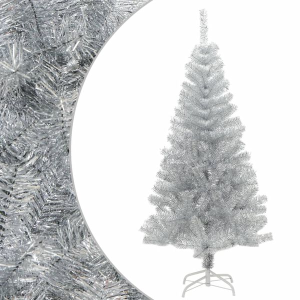 vidaXL Árbol de Navidad artificial con soporte plateado PET 120 cm