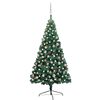 vidaXL Medio &aacute;rbol de Navidad con luces y bolas verde 180 cm