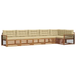 vidaXL Conjunto de sof&aacute;s de exterior con coj&iacute;n 6 pcs Natural y Beige