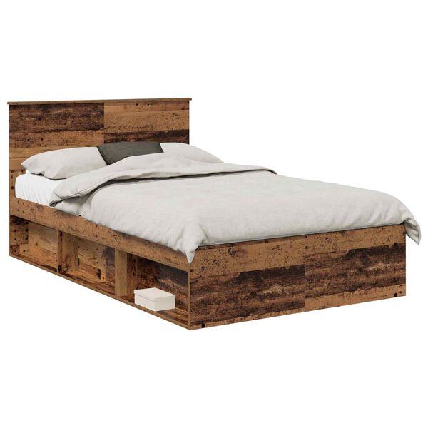 vidaXL Estructura de cama con cabecera Madera vieja 120 x 200 cm
