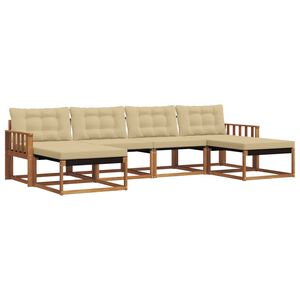 vidaXL Conjunto de sof&aacute;s de exterior con coj&iacute;n 6 pcs Natural y Beige