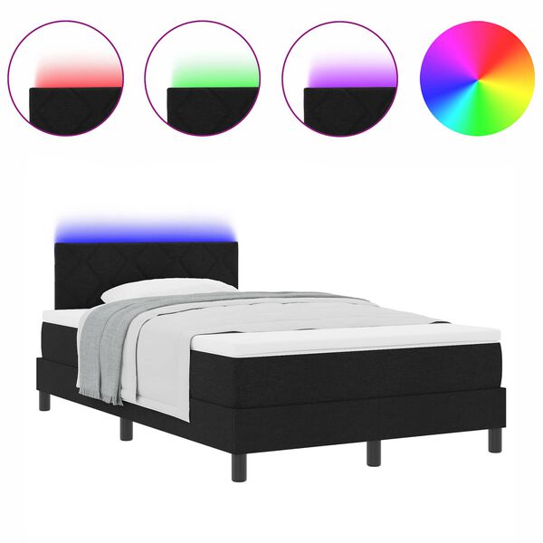 vidaXL Cama tipo Box Spring con colch&oacute;n Negro 120 x 190 cm tela