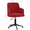 vidaXL Silla de oficina giratoria de terciopelo rojo tinto