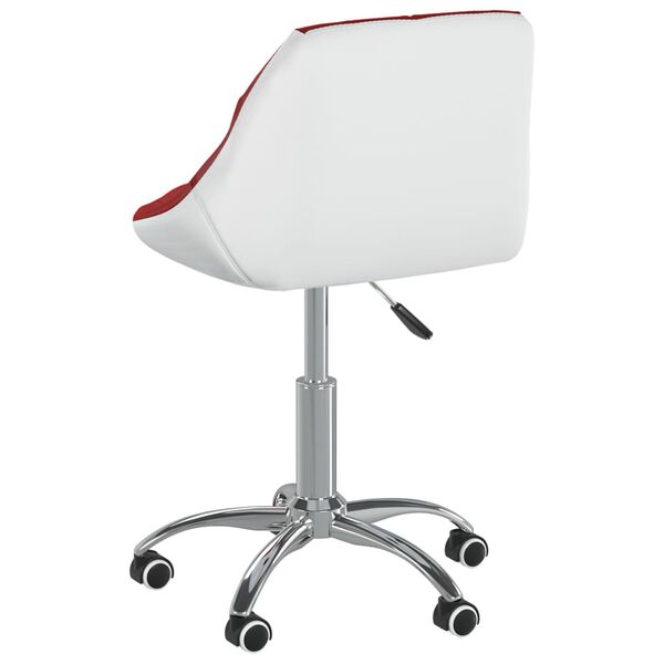 vidaXL Silla de comedor giratoria de cuero sintético vino tinto y blanco