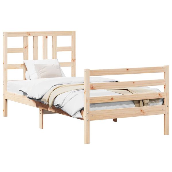 vidaXL Estructura de cama con cabecero madera maciza