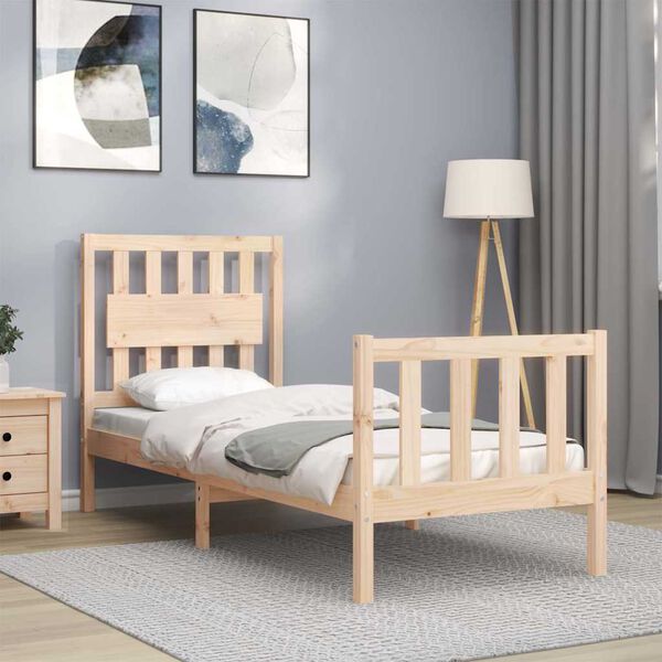 vidaXL Estructura de cama individual con cabecero madera maciza