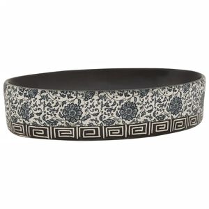vidaXL Lavabo de encimera ovalado cer&aacute;mica negro azul 56,5x36,5x13,5cm