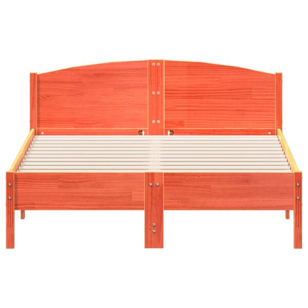 vidaXL Estructura de cama sin colch&oacute;n madera maciza marr&oacute;n 135x190 cm