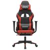 vidaXL Silla gaming de masaje y reposapi&eacute;s cuero sint&eacute;tico negro rojo