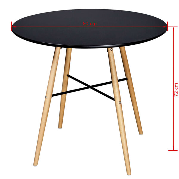 vidaXL Mesa de comedor redonda MDF negra