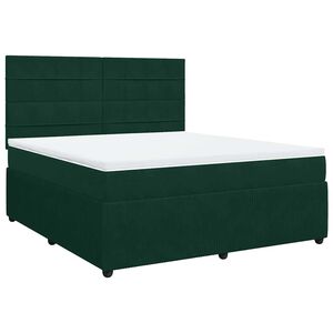 vidaXL Cama box spring con colch&oacute;n terciopelo verde oscuro 180x200 cm
